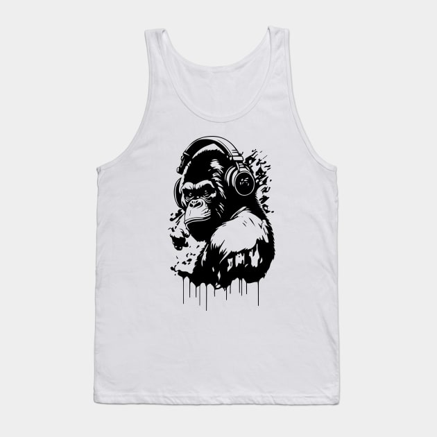 gorilla with headphones Tank Top by lkn